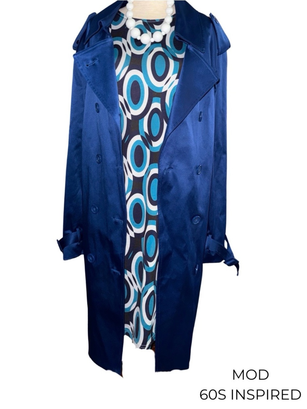 Mod Shift Dress Blue Geometric Print
Sleeveless Retro Office Maximalist - Picture 2 of 10